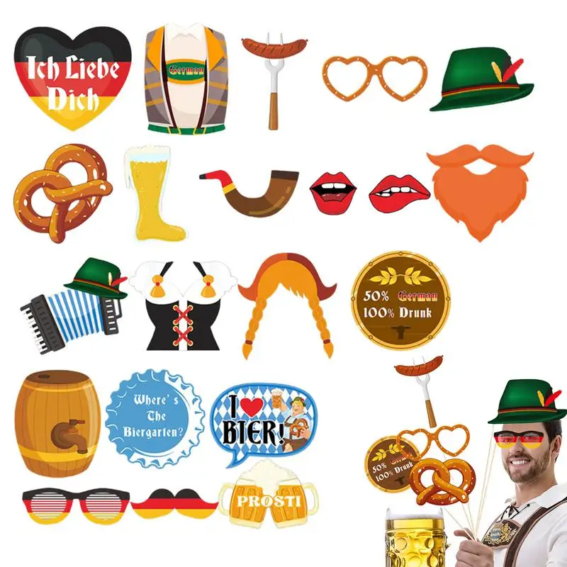 Oktoberfest Photo Props For Photoshoot 21PCS German Beer Oktoberfest Accessories Sausage Beer Themes Festival Hats And Glasses