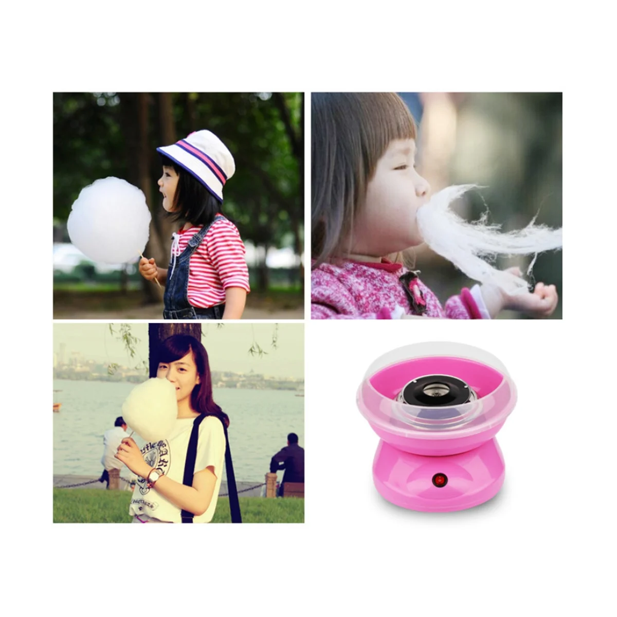 เครื่องทำ gulali DIY อ่อนหวานไฟฟ้าเครื่องทำมาร์ชเมลโล่เครื่องทำน้ำตาลแบบพกพาขนาดเล็กไหมปลั๊ก EU สีแดง