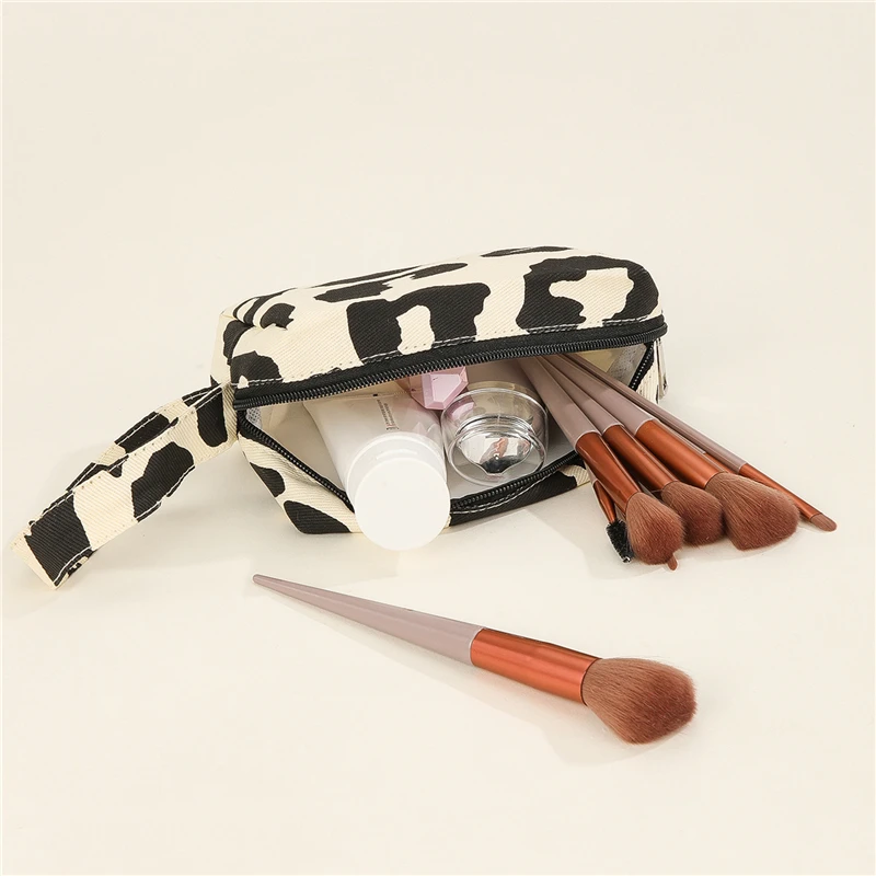 

Retro Women's Cosmetic Bag Simple Plaid Girls Pencil Case Leopard Print Ladies Lipstick Storage Bag Small Wallet