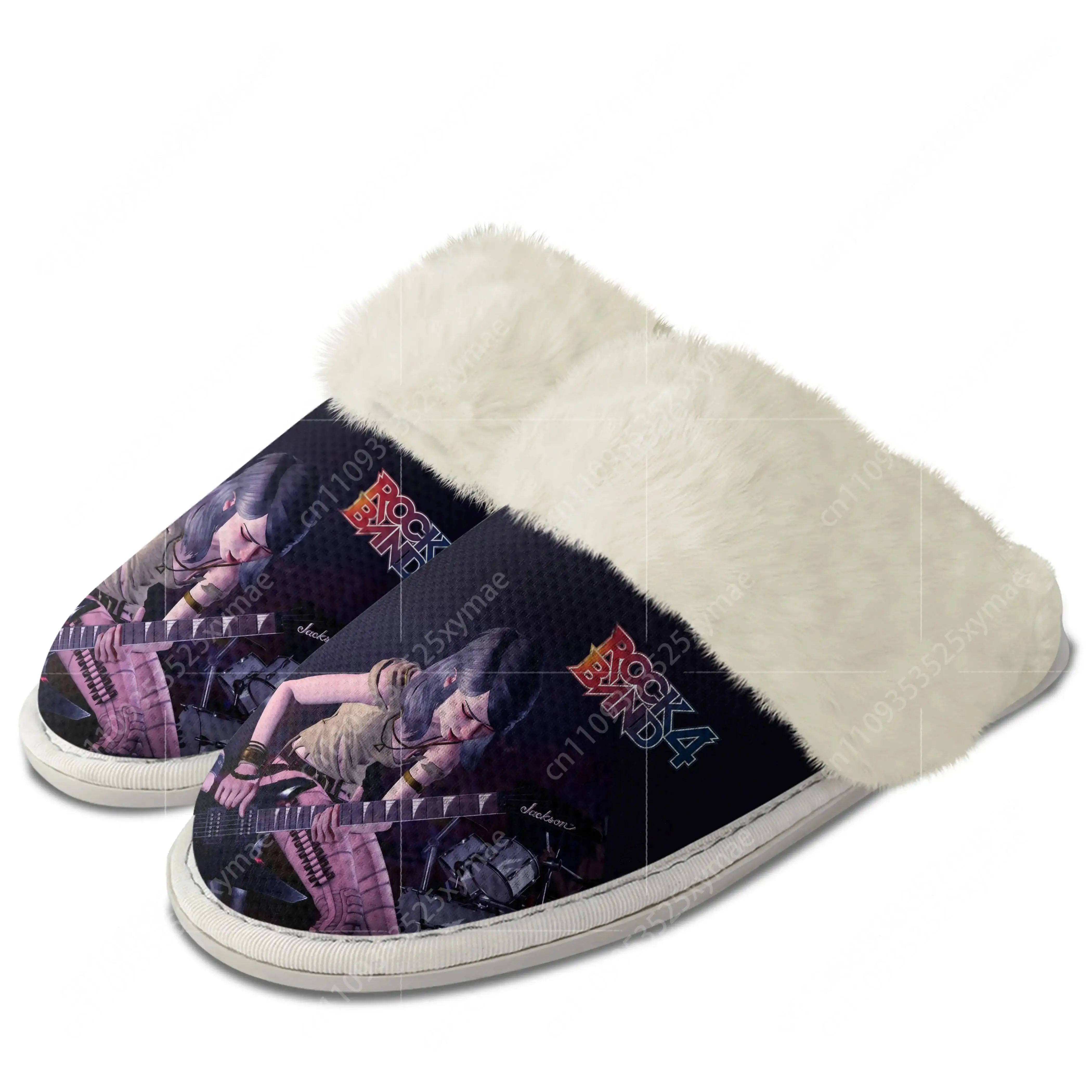 Rock Band 4 Plush Slippers Keep Warm Shoe Rhythm Games Mens Womens Home Cotton Bedroom Customized Thermal Lightweight Slipper