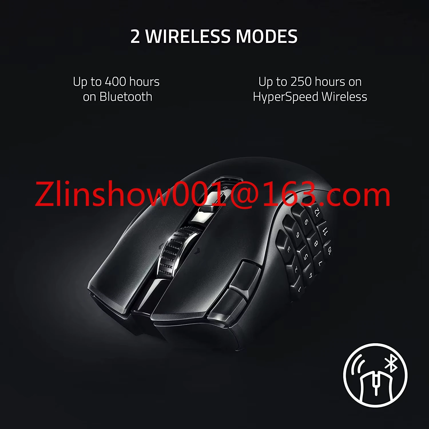 V2 HyperSpeed Wireless MMO Gaming Mouse: 17-19 Programmable Buttons 30K Optical Sensor- Mechanical Mouse Switches