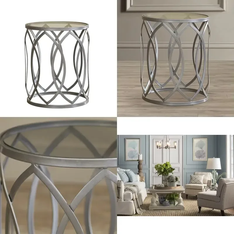 Simple Round Metal Coffee Side Table with Tempered Glass for Living Room Modern Minimalist Design Home Furniture