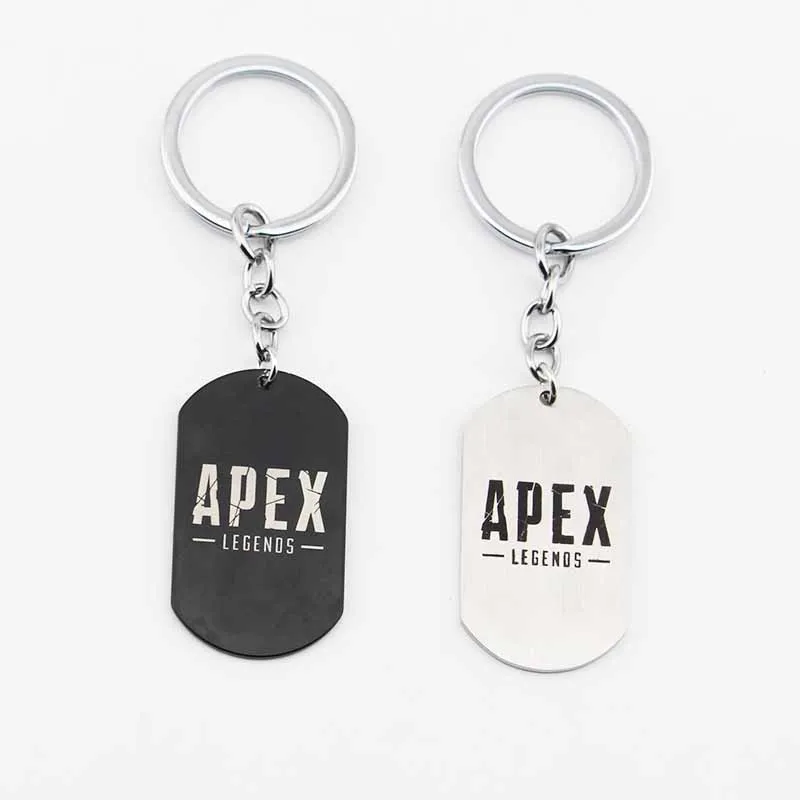 Hot FPS Game Apex Legends Keychain Fashion Stainless Steel Metal Square Shape Logo Engraved Keyrings Gift Souvenirs Jewelry