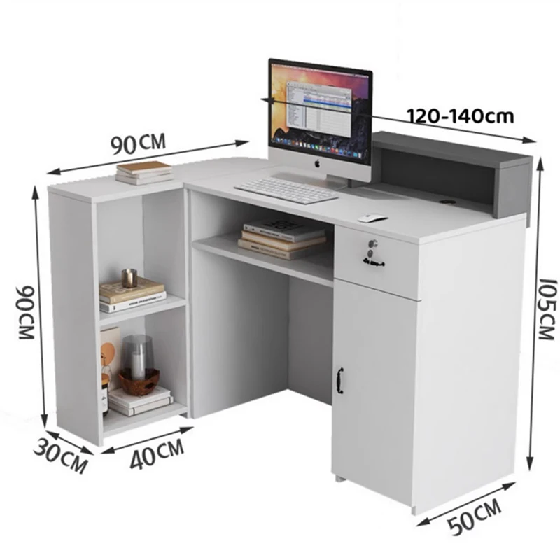 طاولة الاستقبال الفاخرة صالون تجميل مكتب الاستقبال الحديث أدراج أمين الصندوق Escritorios De Computadora أثاث المكاتب #3