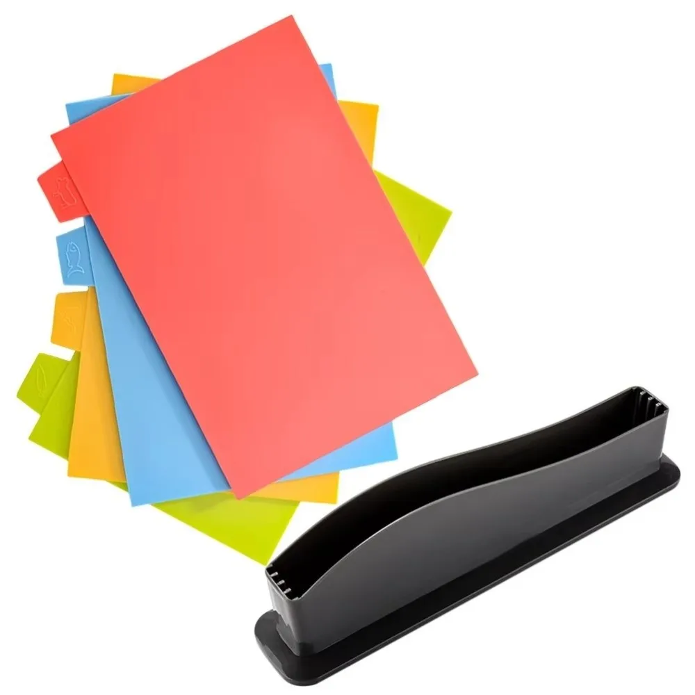 

Color Coded Chopping Board Set Hygienic Non-Slip Color Coded Board Set Plastic with Storage Case Anti Mildew Board Kitchen Use