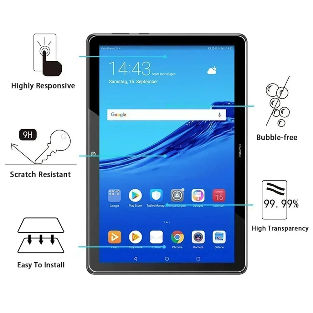 (3 Packs) 9H Tempered Glass For Huawei MediaPad T5 10.1 2018 AGS2-W09/L09/L03/W19 Full Coverage Screen Protector Tablet Film