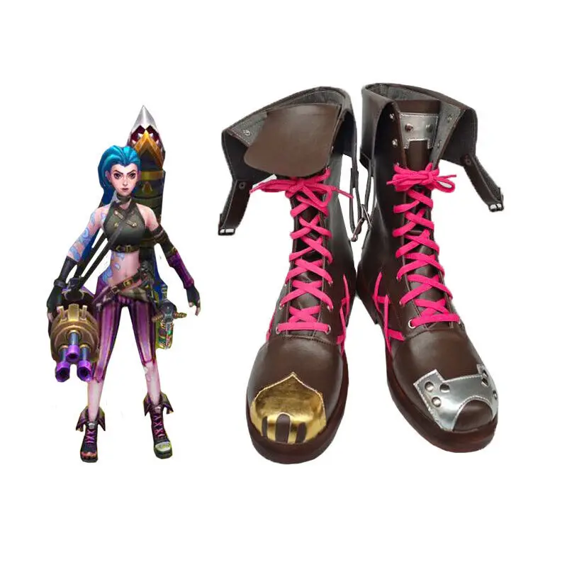 Game League of Legends Jinx Cosplay Shoes Boots LOL Stage Prop Halloween Party Costume Accessories Custom Made