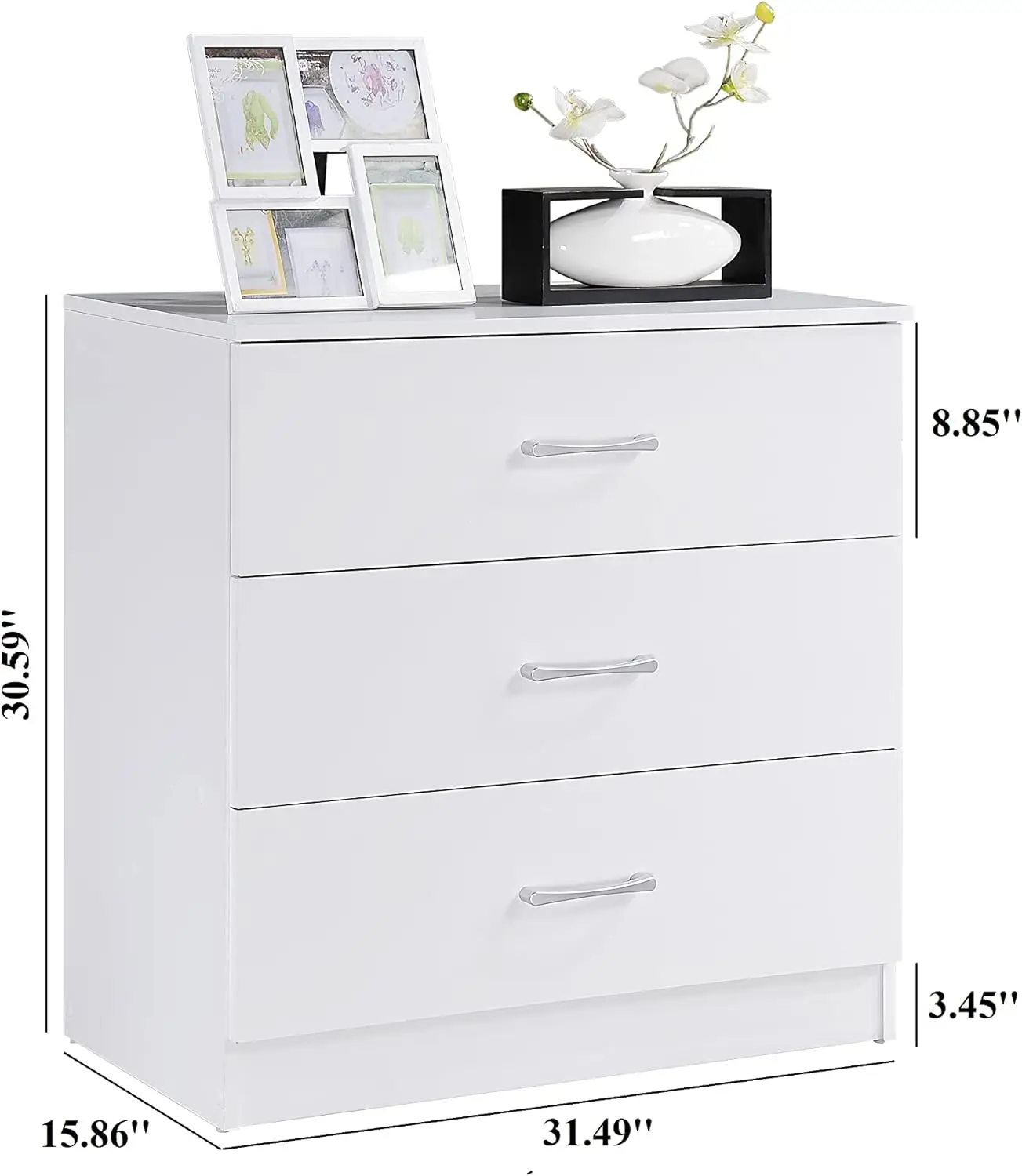 Peito de gavetas, 30,6 polegadas, 3 gavetas H x 31, 5 polegadas. W x 15.5 polegadas caixa de armazenamento para quarto, corredor, sala de estar, D,3 gavetas