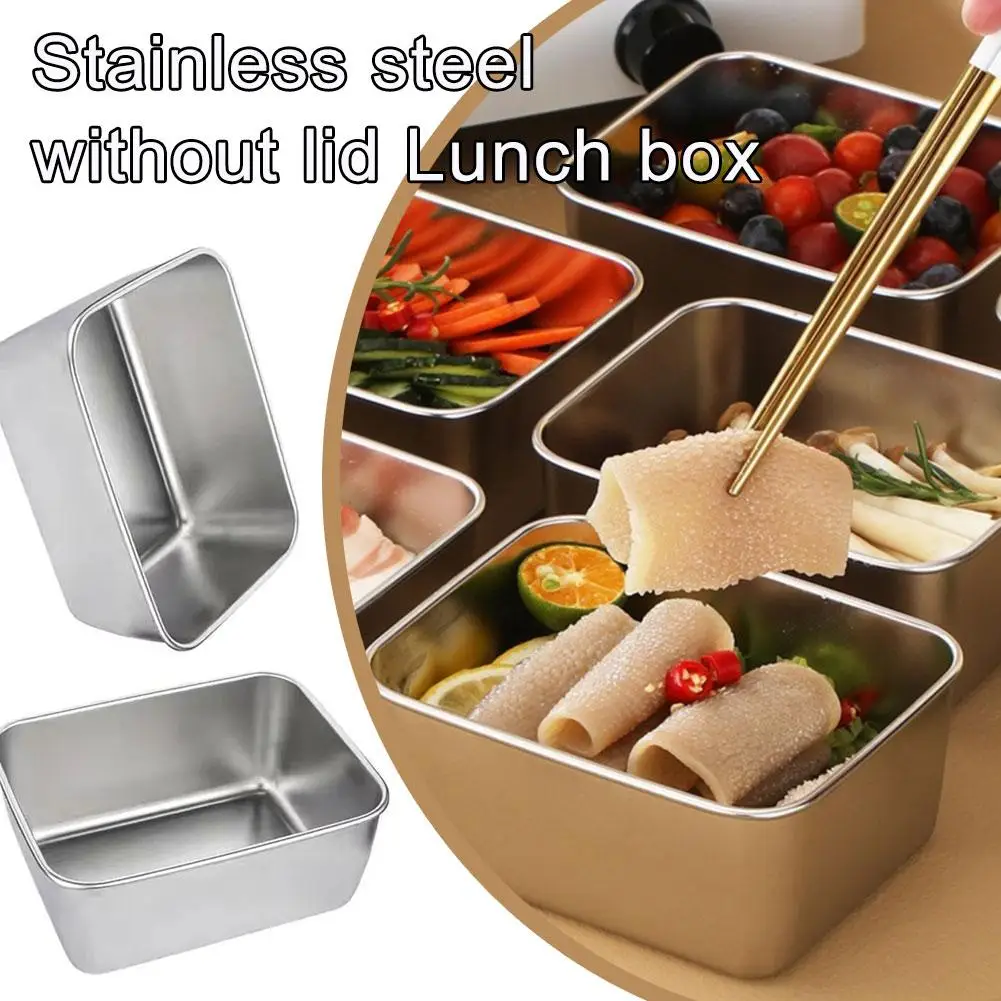 Stainless Steel Flat Bottom Storage Tray Without Lid Pan Dish Bread Square Cake Pastry Plate Bakeware Tools Baking Kitchen L5M0