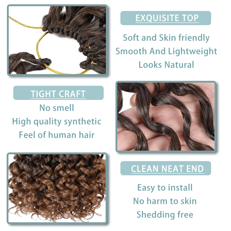 8 confezioni di capelli ricci all'uncinetto GoGo Curl Capelli all'uncinetto per le donne Treccia sintetica all'uncinetto bohémien Onda d'acqua Estensioni dei capelli all'uncinetto