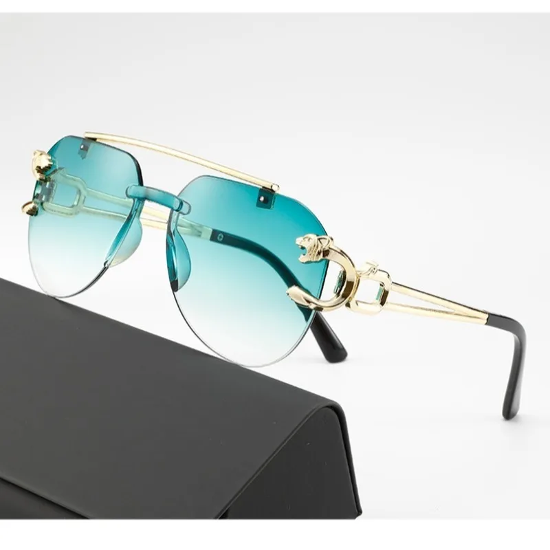 Gradient Punk Sonnenbrille UV400 Rahmenlose Brillen Vintage Sonnenbrille für Damen Herren – Detail 4