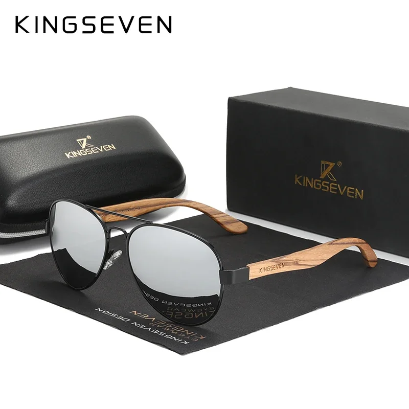 Ship From Spain /France KINGSEVEN Handmade Wood Sunglasses Polarized Men's Glasses UV400 Mirror Eyewear Wooden Temples