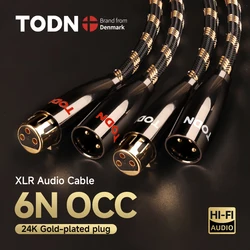 TODN 1 pair XLR Cable 6N OCC Male to Female 3 Pin plug  Balanced  audio Cable For Microphone Mixer