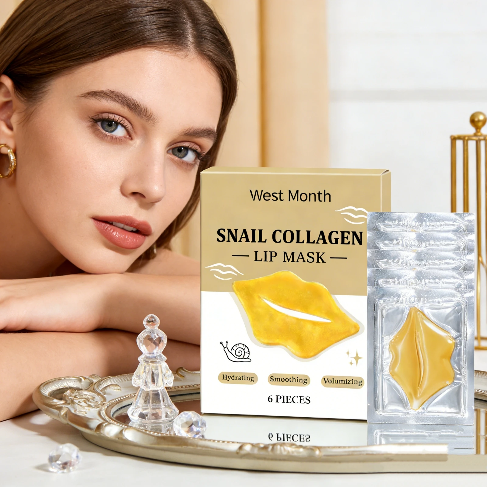 Nourishing Plumping Lip Mask Snail Collagen Infused Repair Moisturize Reduce Fine Lines Smooth Fuller Lips Care Lip Plumper Mask