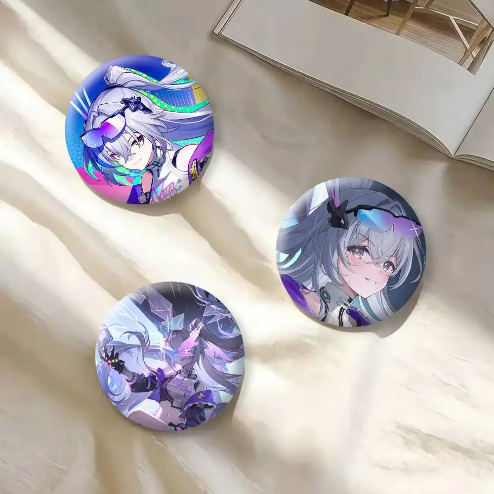 Game H-Honkai Star R-Rail Silver W-Wolf 999 level Badges Creative Tinplate Button PinsBrooch Badge Clothes Backpack view 4
