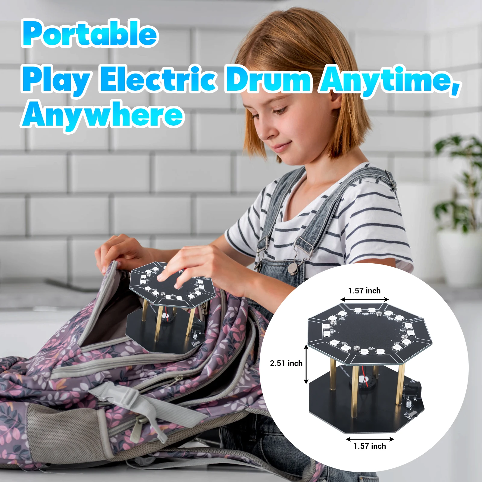 DIY Electronic Music Drum Kit Touch Sensing SMD Soldering Practice Project Suite with 7 String Lyre Harp STEM for School Educate