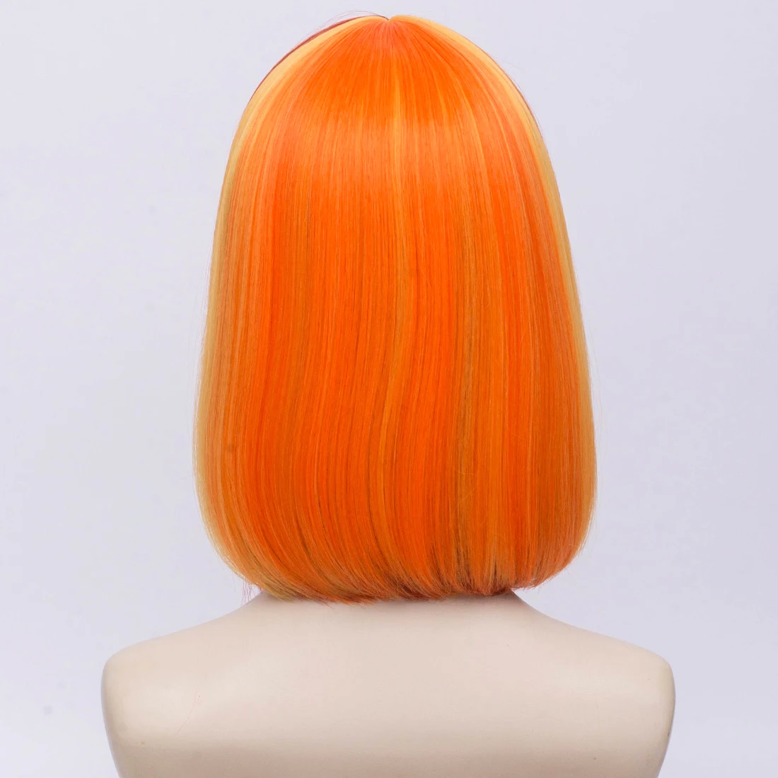GAKA – perruque de Cosplay synthétique courte ondulée Orange ombrée avec frange pour femmes, en Fiber résistante à la chaleur pour fête d'halloween
