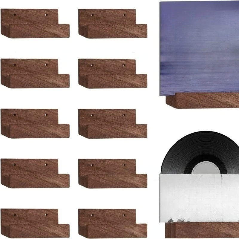 Wooden Wall Mount Vinyl Record Rack Wall Display Storage Holder for Music Albums CD Discs Home Decor Shelf Storage Rack