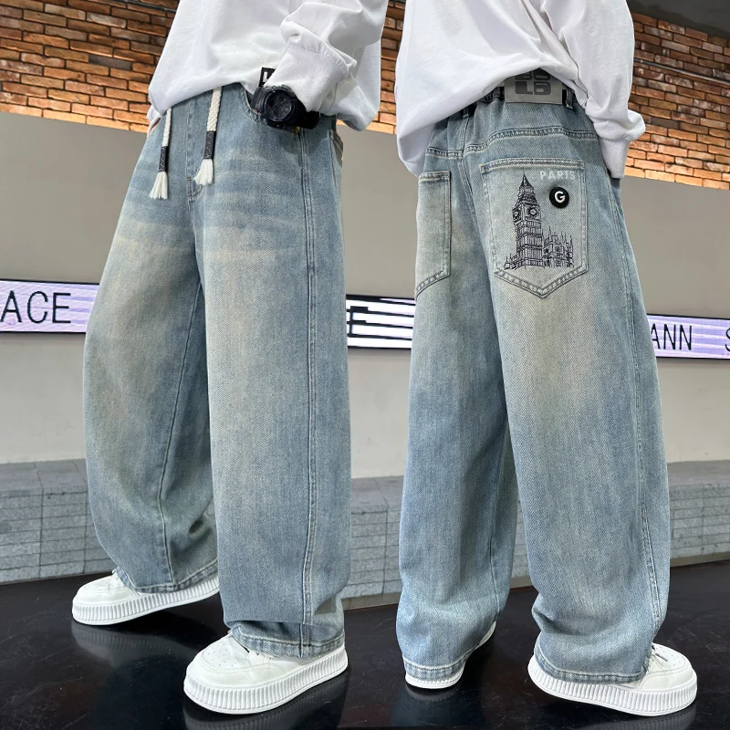 

Europe and America Fashion Design Kids Spring Autumn Jeans for Tween Boys Hot Sale Denim Pants Children Casual Jeans Trousers