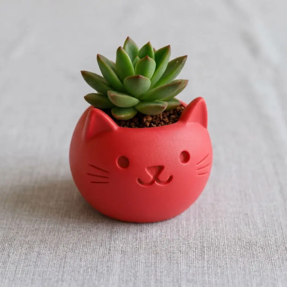 Cute 3d Printed Cat Shaped Flower Pot Home Decor Ornaments Succulent Pot Mini Storage Box Plant Container Table