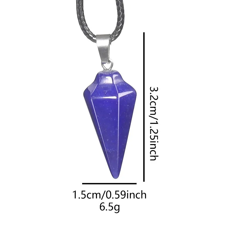 10pcs Hexagonal Crystal Pendulum Pendant Natural Stone Quartz Point Faceted Gemstone Spiritual Divination Ready Necklace Jewelry