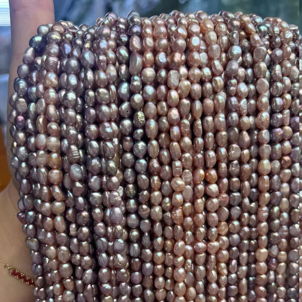 5-6mm Irregularly Shaped Through-hole Beads Natural Pearl Semi-Finished Beads for Jewelry Making DIY Necklace Bracelet Accessory