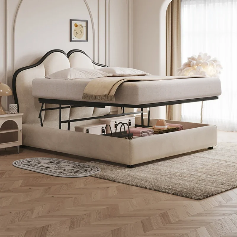 

Floor to floor bed, large Sima cream style master bedroom, 1.8m double height box storage fabric bed