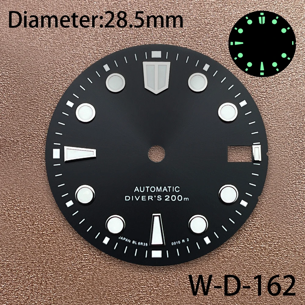 Циферблат для дайвинга с логотипом S 28,5 мм, подходит для NH35/NH36/7S/4R, механизм Janpan, сильный зеленый светящийся аксессуар для модификации часов