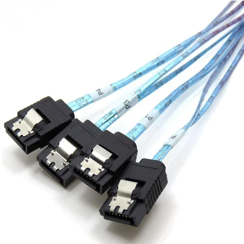 Mini SAS 26Pin SFF-8088 Male to 4 SATA 7Pin Female Hard Disk Splitter Adapter Data Cable 1m, 8088 to 4 SATA Cable