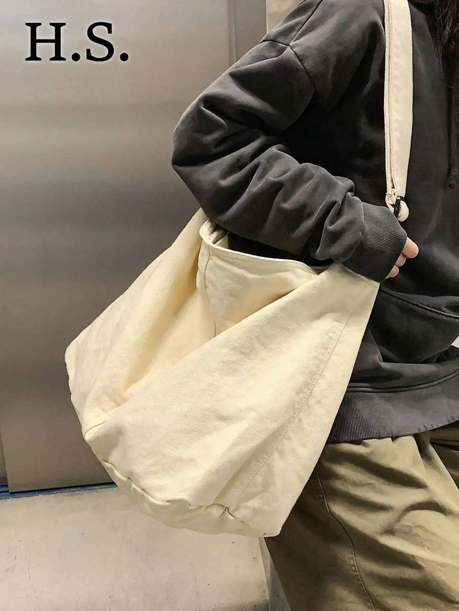 

Кремовая холщовая сумка-тоут с застежкой-молнией, вместительная сумка через плечо для повседневного использования