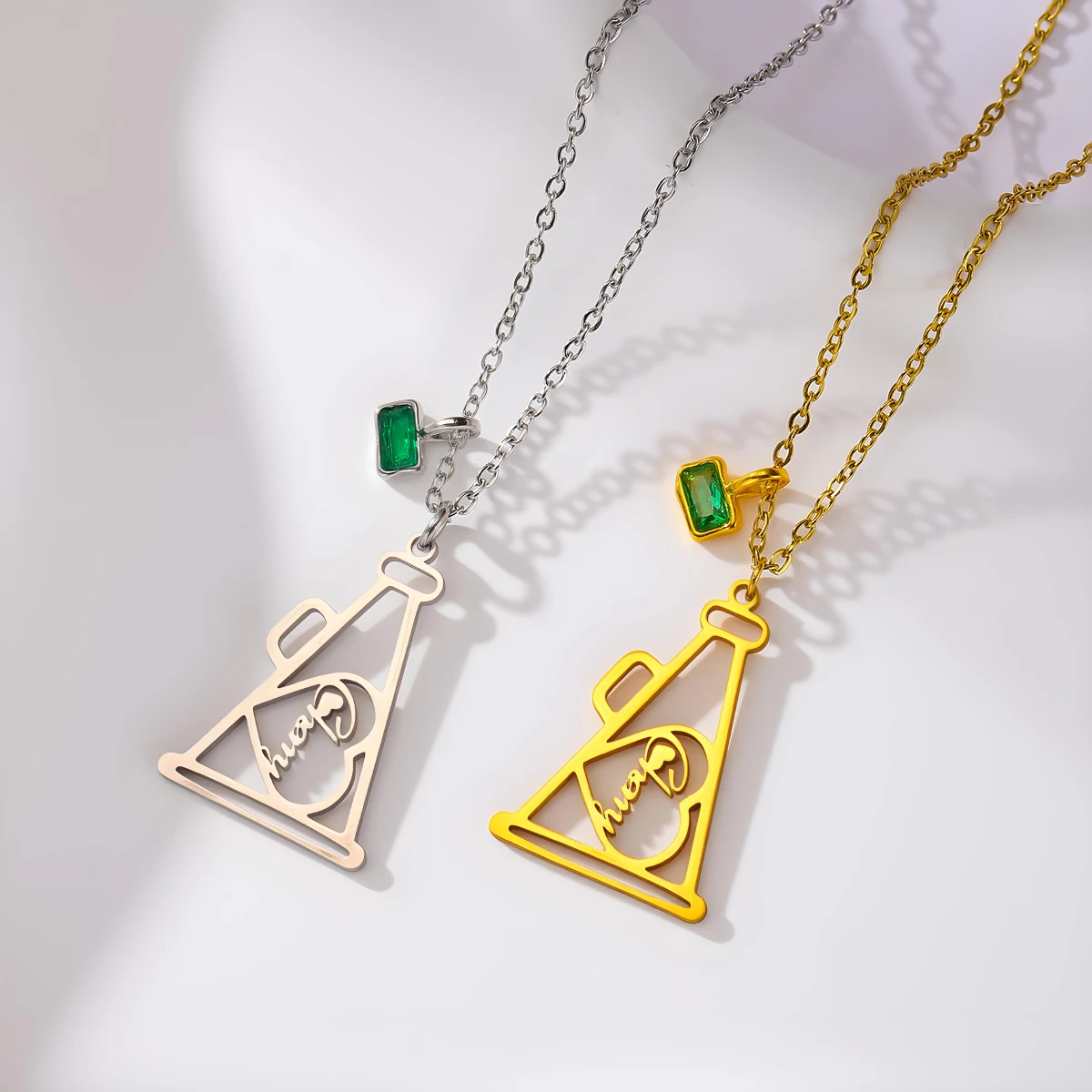 

Todorova Custom Name Stainless Steel Cheer Megaphone Pendant Necklace Women Cheerleader Team Spirit Charm Jewelry Gift