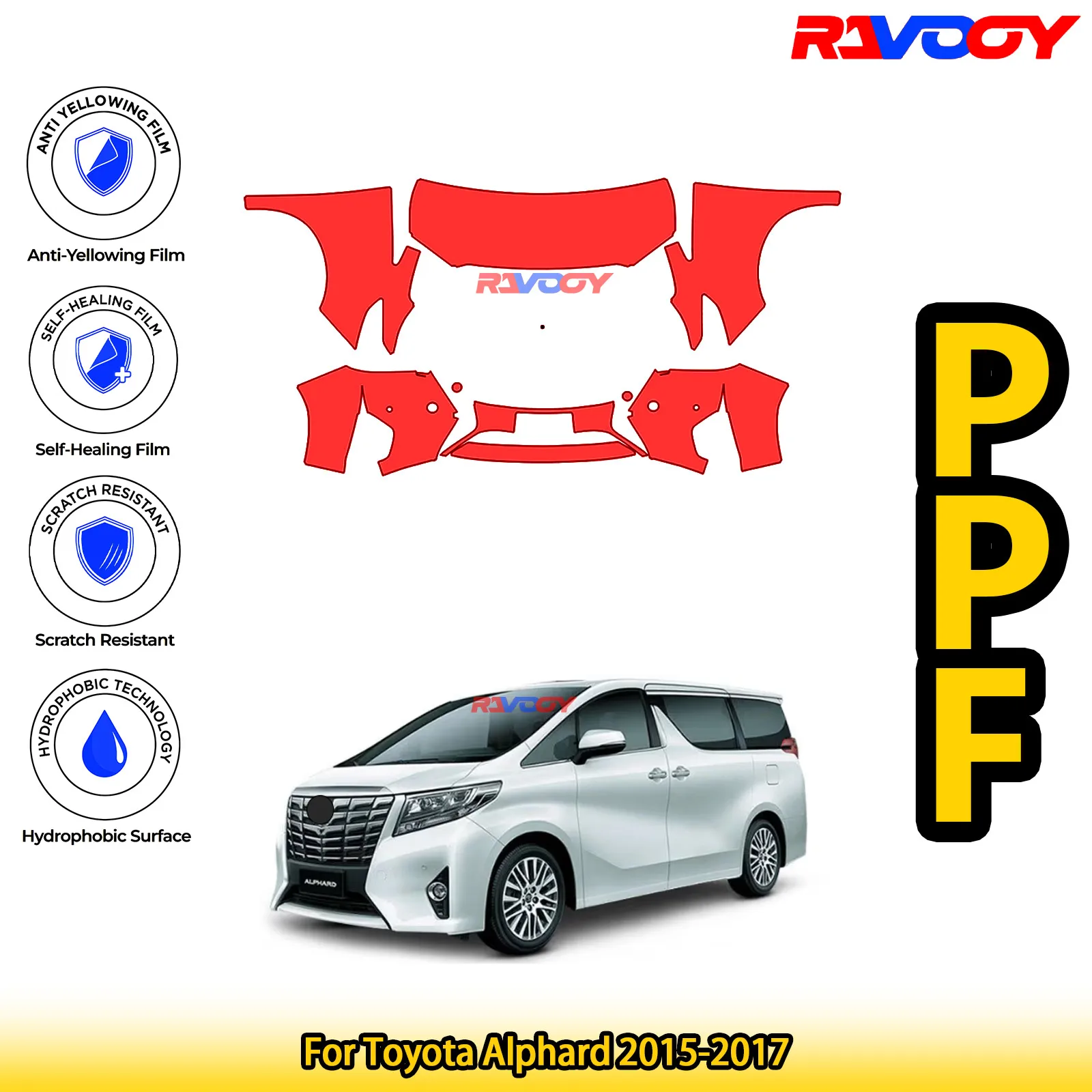

Для Toyota Alphard 2015-2017 глянцевый матовый черный предварительно вырезанный передний комплект PPF защитная пленка для краски