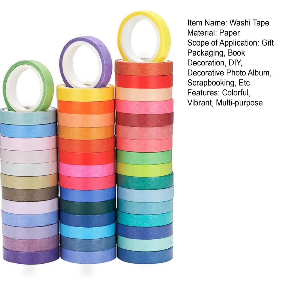 60 Rolls 4M Washi Tape 8mm Wide Rainbow Colored Painters Masking Tape For DIY Crafts Gift Wrapping For Journaling Scrapbooking