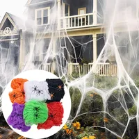 Halloween Decoration Spider Web,Artificial Cobweb,Stretchy Cobweb With Spider,Horror Gothic Haunted House Home Decor 1