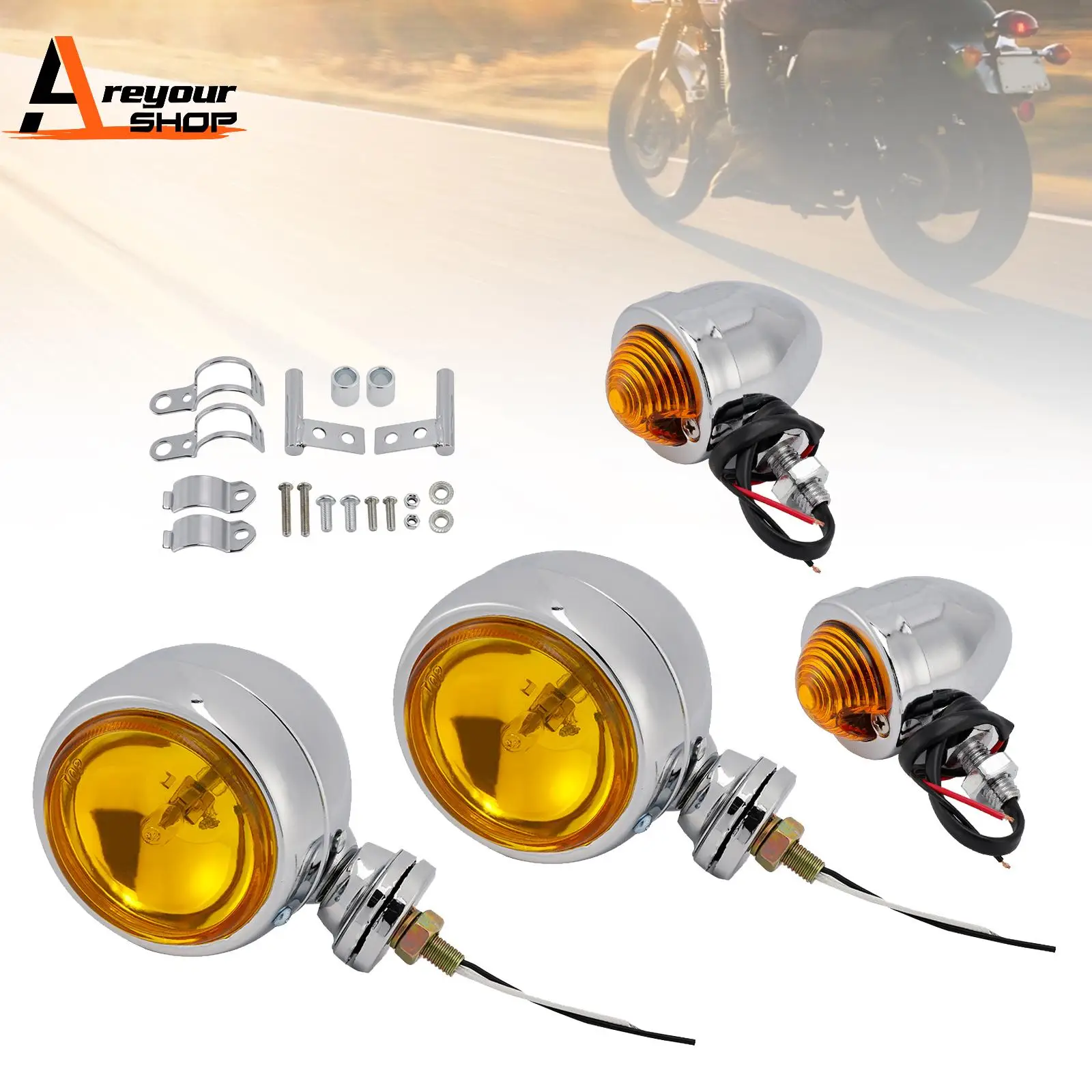 

# D20 Прожектор для мотоцикла, противотуманная фара, хромированный, подходит для мотоцикла, скутера