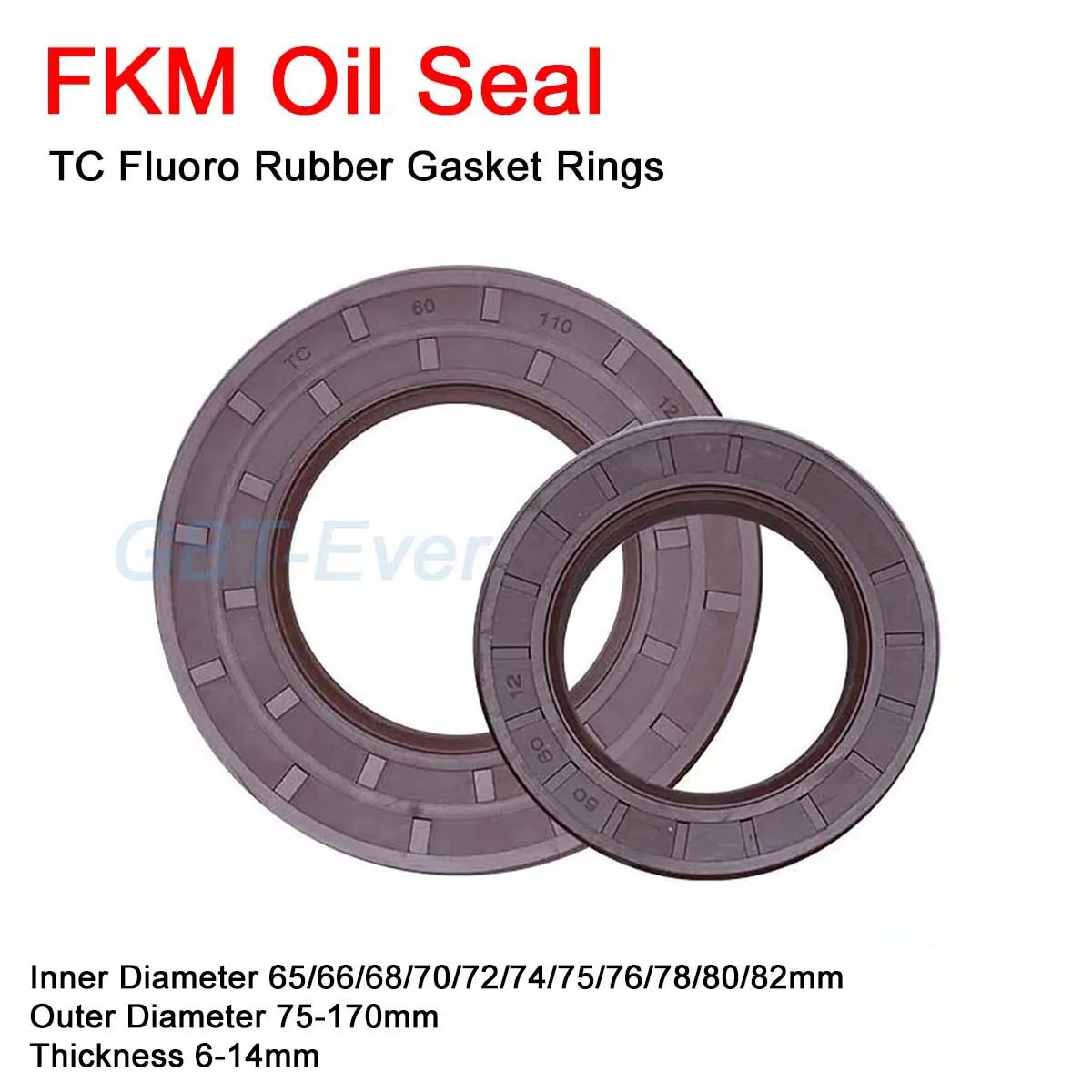 

1Pcs FKM Framework Oil Seal ID 65-82mm TC Fluoro Rubber Gasket Rings Cover Double Lip with Spring OD 75-170mm Thickness 6-14mm