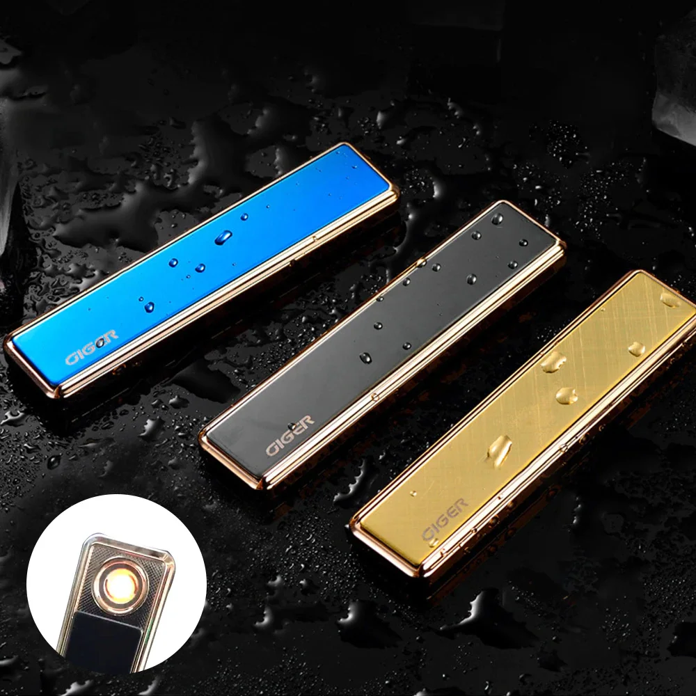 New Metal USB Rechargeable Lighter Easy to Carry Windproof Lighter Cigarette Accessories Men\'s Exquisite Gift Gadgets