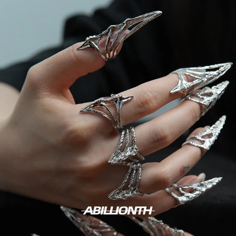 Punk style metal nail cover, bone ring, wearing nail cover, niche design, finger accessories