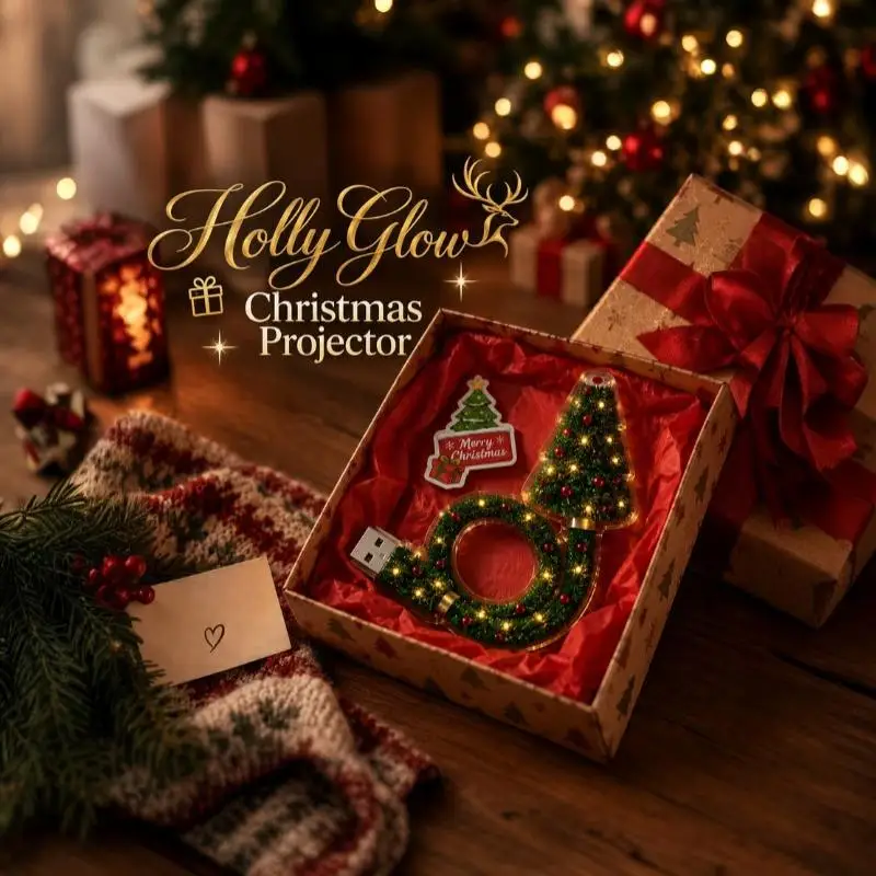 Christmas Projector Light USB Powered Christmas Night Light With 6+ Holiday Patterns Flexible Tree Lamp For Bedroom Ceiling