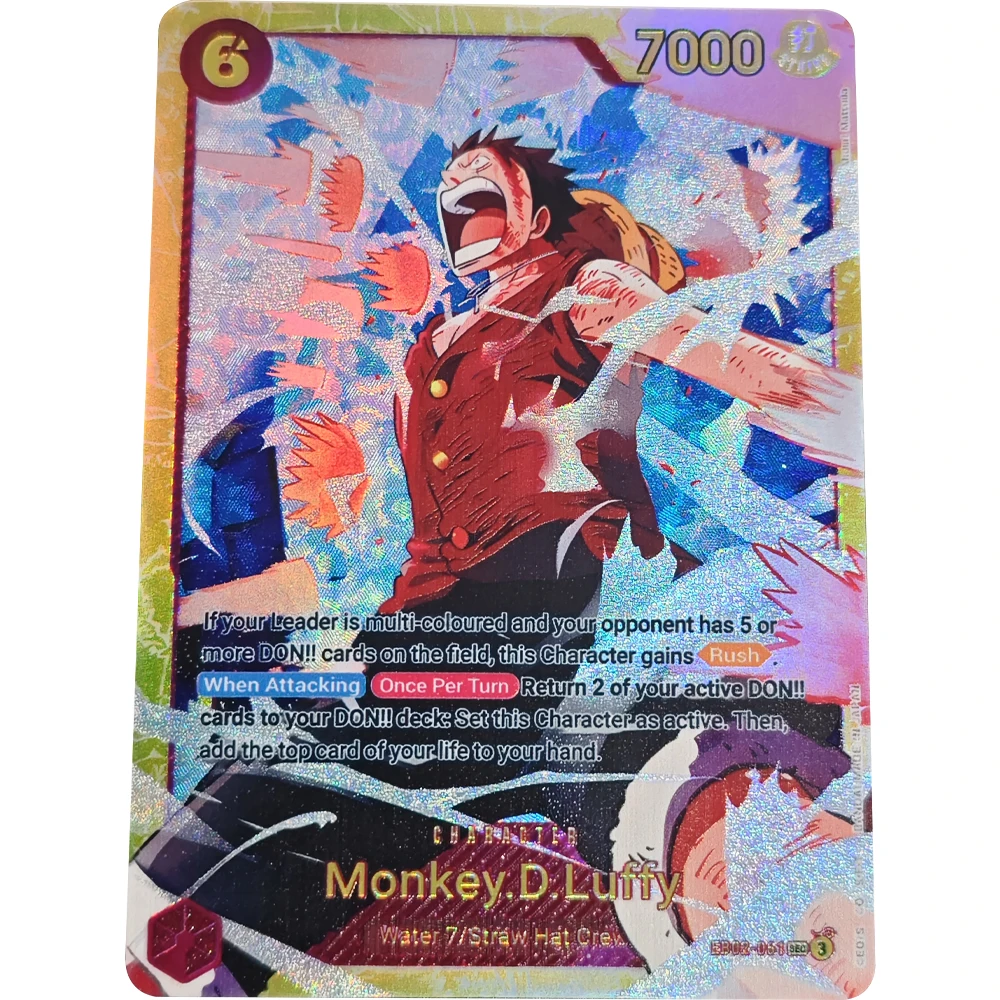 

Коллекционная карта аниме OPCG EB02-061 SEC, коллекция 25th Anniversary Monkey D Luffy, английская преломляющая цветная флэш-карта, текстурированная