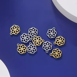 EUEAVAN 5pcs Flower of Life Stainless Steel Charms for Jewelry Making Lucky Mandala Sacred Geometry Necklace Bracelets DIY Gifts