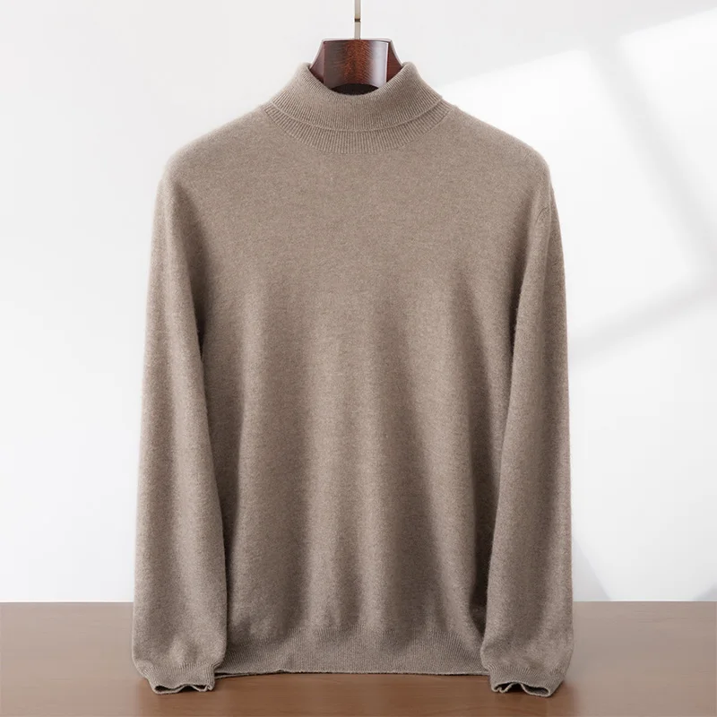 

Men's 100% pure cashmere knitted pullover sweater for autumn and winter high neck soft and warm sweater high-end basic men's top
