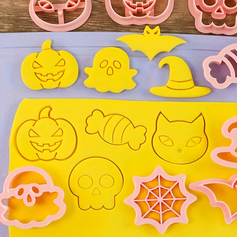 1set Halloween Cookie Cutters Set Pumpkin Ghost Skull Bat Shape Biscuit Mold DIY Baking Pastry Decorating Tools For Home Kitchen - view 3