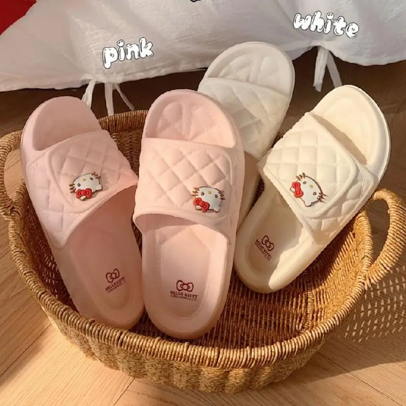 

ГОРЯЧИЕ тапочки Sanrio Hello Kitty Kawaii, летние нескользящие банные туфли на мягкой подошве с героями мультфильмов, износостойкие дышащие сандалии, модные