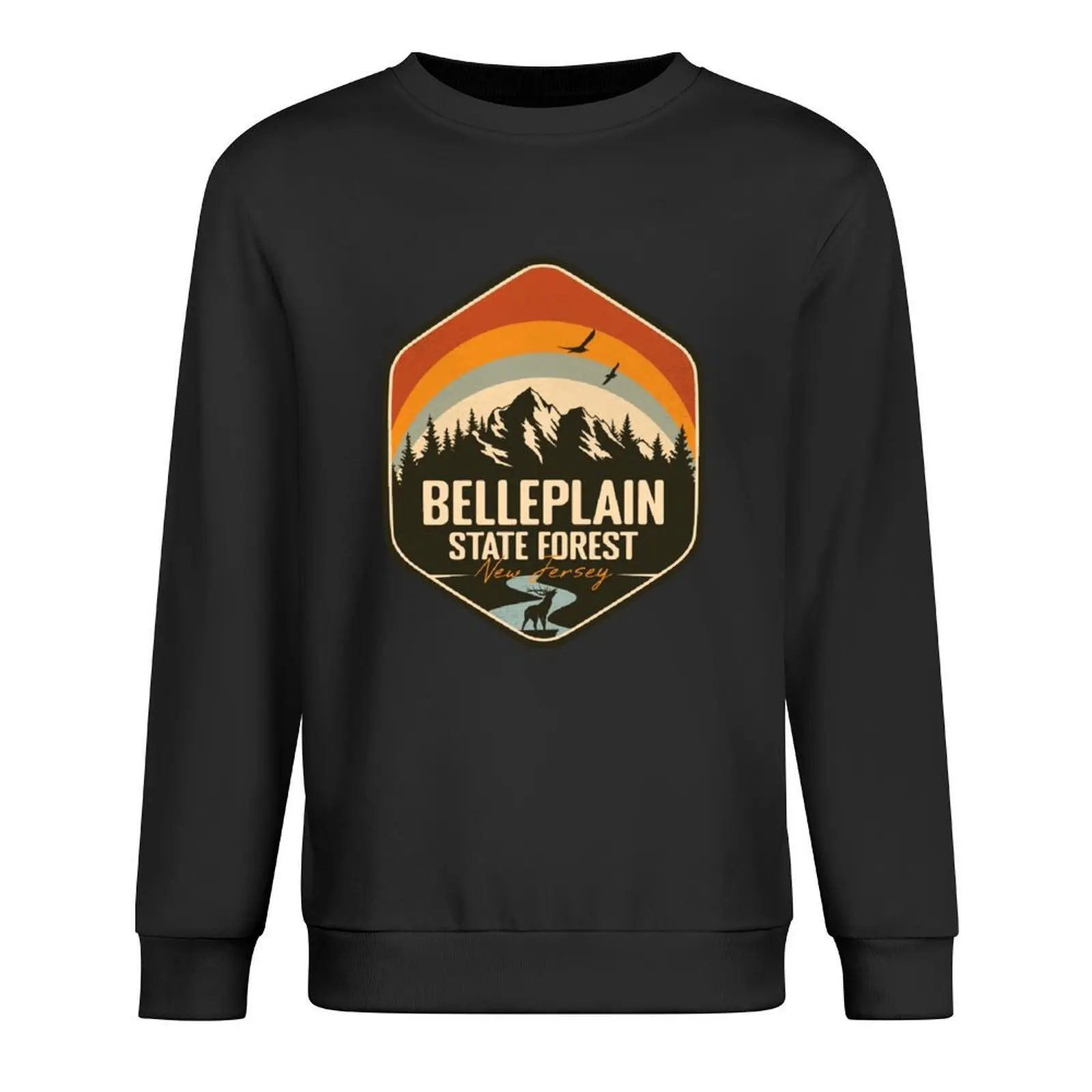 

Belleplain State Forest New Jersey - NJ Vintage Sunset Badge Forest and Wilderness Pullover men's coat oversize sweatshirt