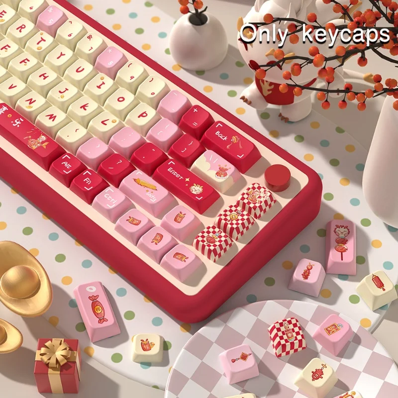 The Year Of The Loong Lucky Theme Keycaps Mda 138/158 Key Personality Five Sided Hot Sublimation Pbt Mechanical Keyboard Cap