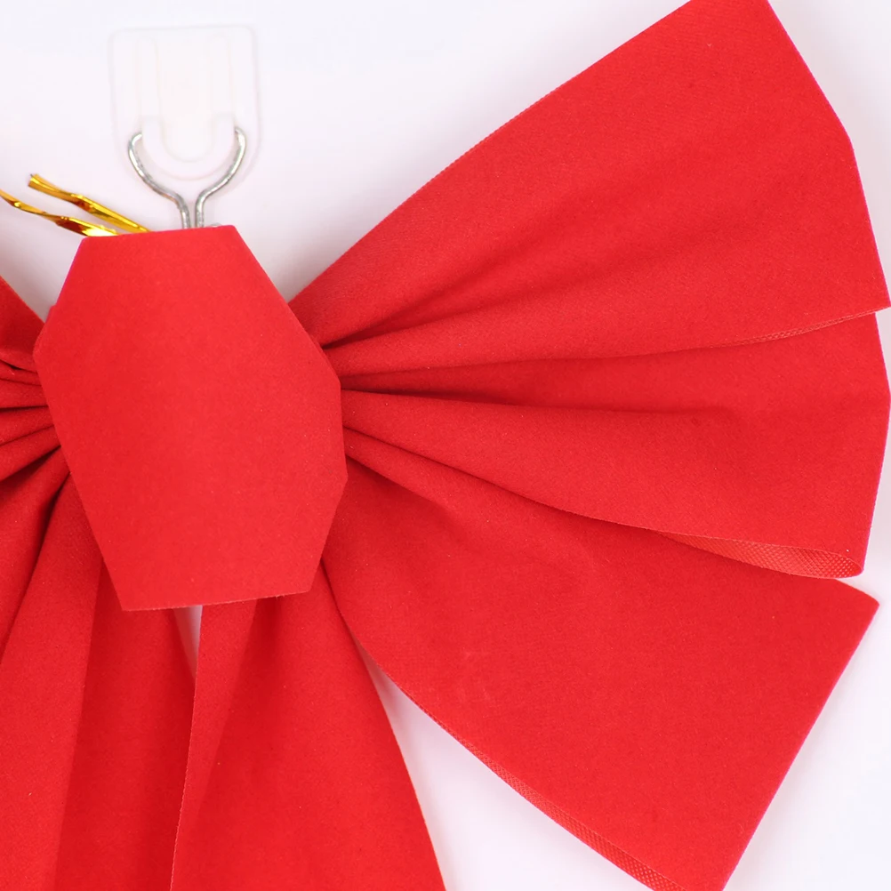

12 pcs Christmas Bowknot Red Flannel Decorative Ornament For Tree Wedding Party Festival 25X40Cm Reusable Bright Chic