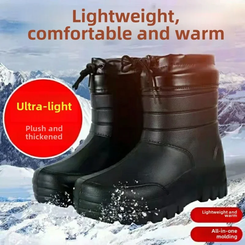 

Men's Boots Fashion 2025New Winter Medium Tube Snow Boot Outdoor Waterproof Cotton Boot Plush Warm Winter Boots Men Botas Hombre