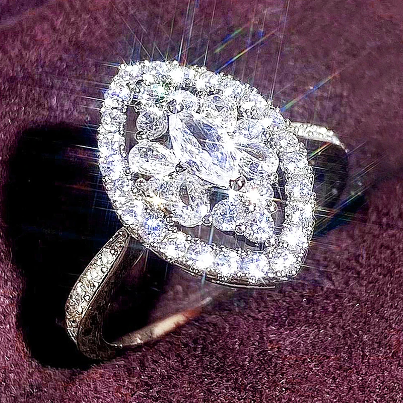 Huitan Neue Mode Marquise Geformt CZ Ringe für Frauen Ewigkeit, Verlobung, Hochzeit Zubehör Luxus Silber Farbe Weiblichen Schmuck