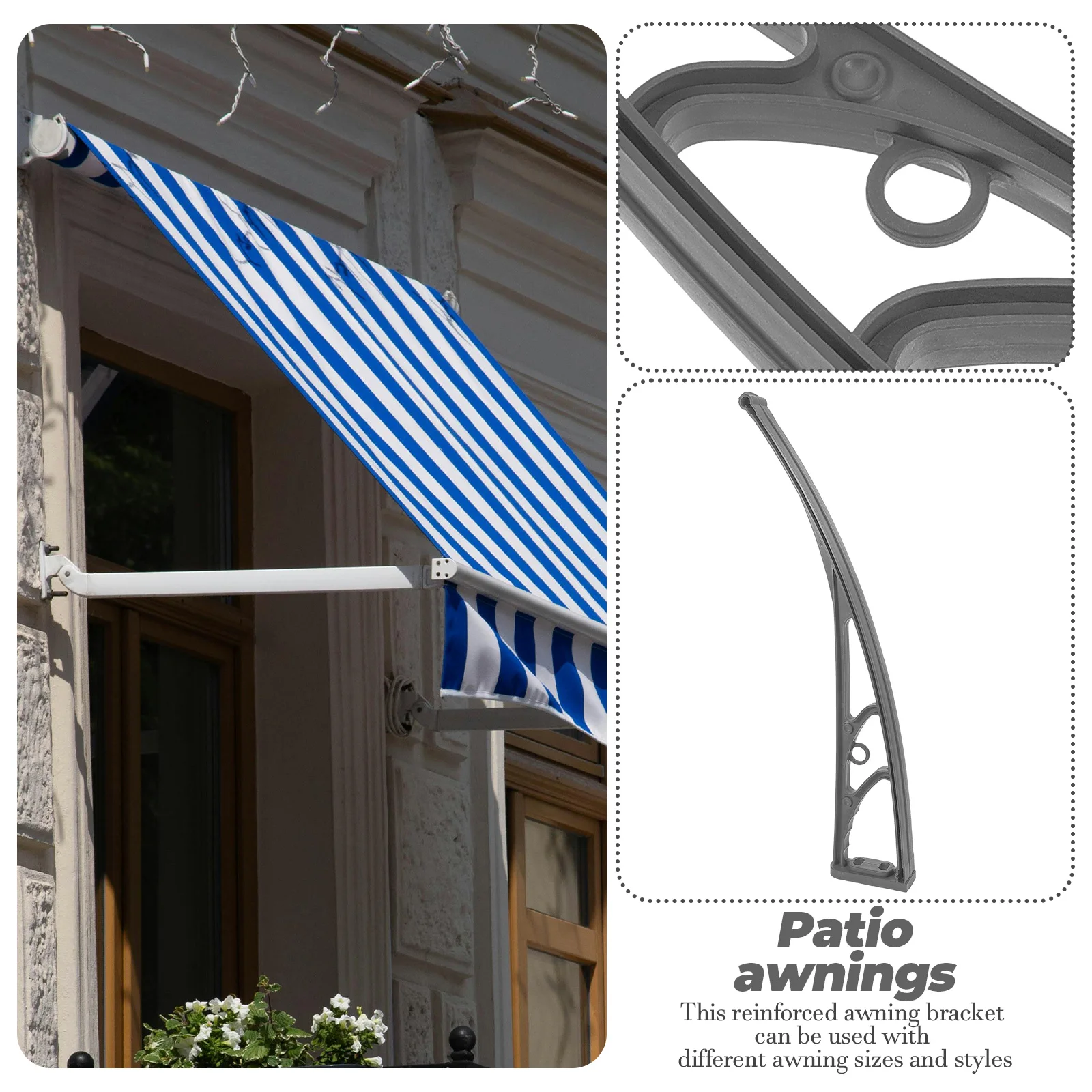 

Plastic Steel Bracket 600mm Base 110mm Coffee Color Reinforced Support for Balcony Door Canopy Window Awning Outdoor Patio Roof